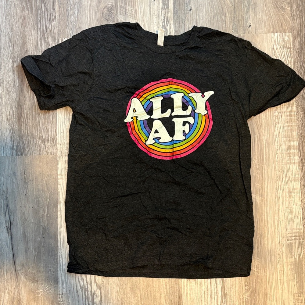 Black Ally AF T-Shirt with Rainbow Design